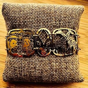 Wild Byrde Safari Animal Bracelet Elephant Giraffe Zebra Eclectic Artsy VTG USA